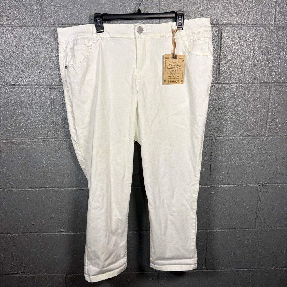 Democracy Ab Solution Women's 20W White Ankle Skimmer Pants NWT Plus Size